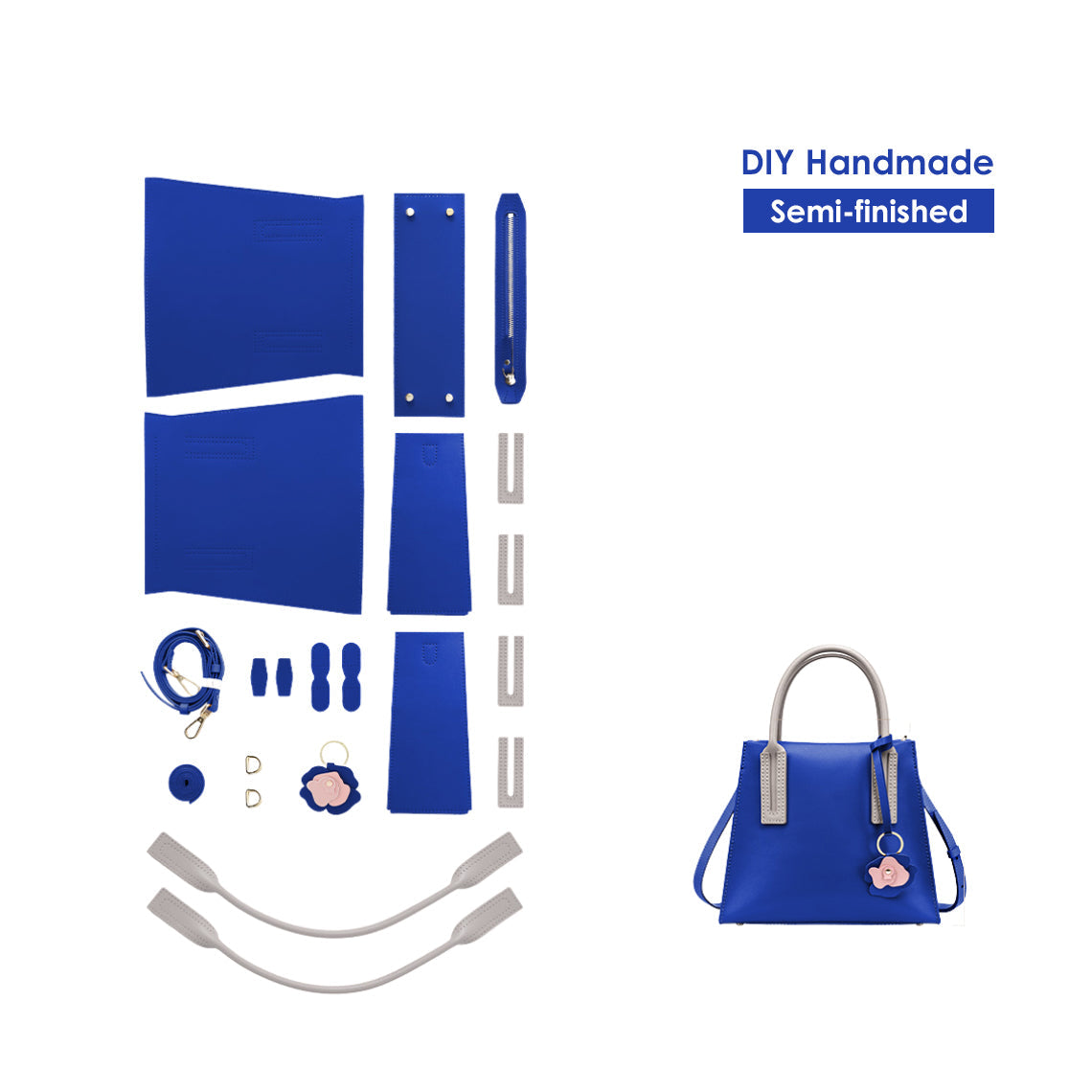 Hand-Sewn Leather Top Handle Bag DIY Kit – Brown, Black, Red, Blue detail image 10