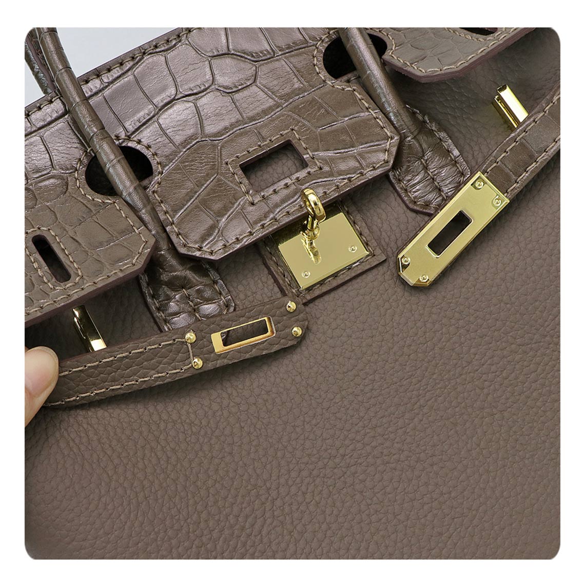 Top Grain Leather Bi-Color Bag DIY Kit with Pre-Punched Panels detail image 6