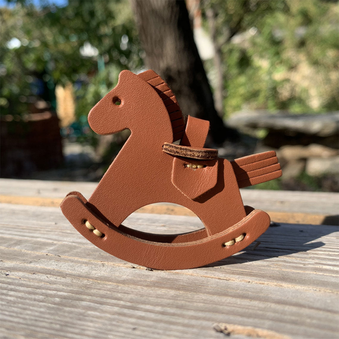 Handmade Full Grain Leather Rocking Horse Bag Charm & Keychain detail image 4