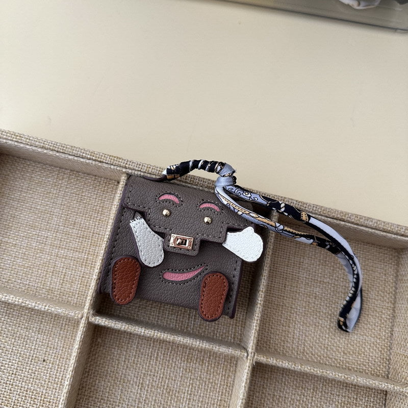 Mini Doll Bag Charm Keychain with Earphone Case - PU Leather, 14 Colors detail image 16