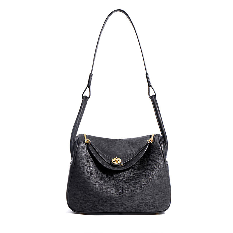 Pebbled Grain Leather Shoulder Bag with Gold Hardware – Small and Medium Sizes product image 1