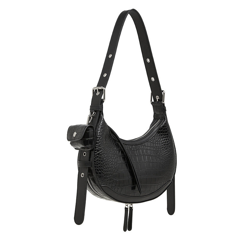 Retro Leather Half Moon Crossbody Bag - Vintage Crescent Shoulder Purse for Women product image 1