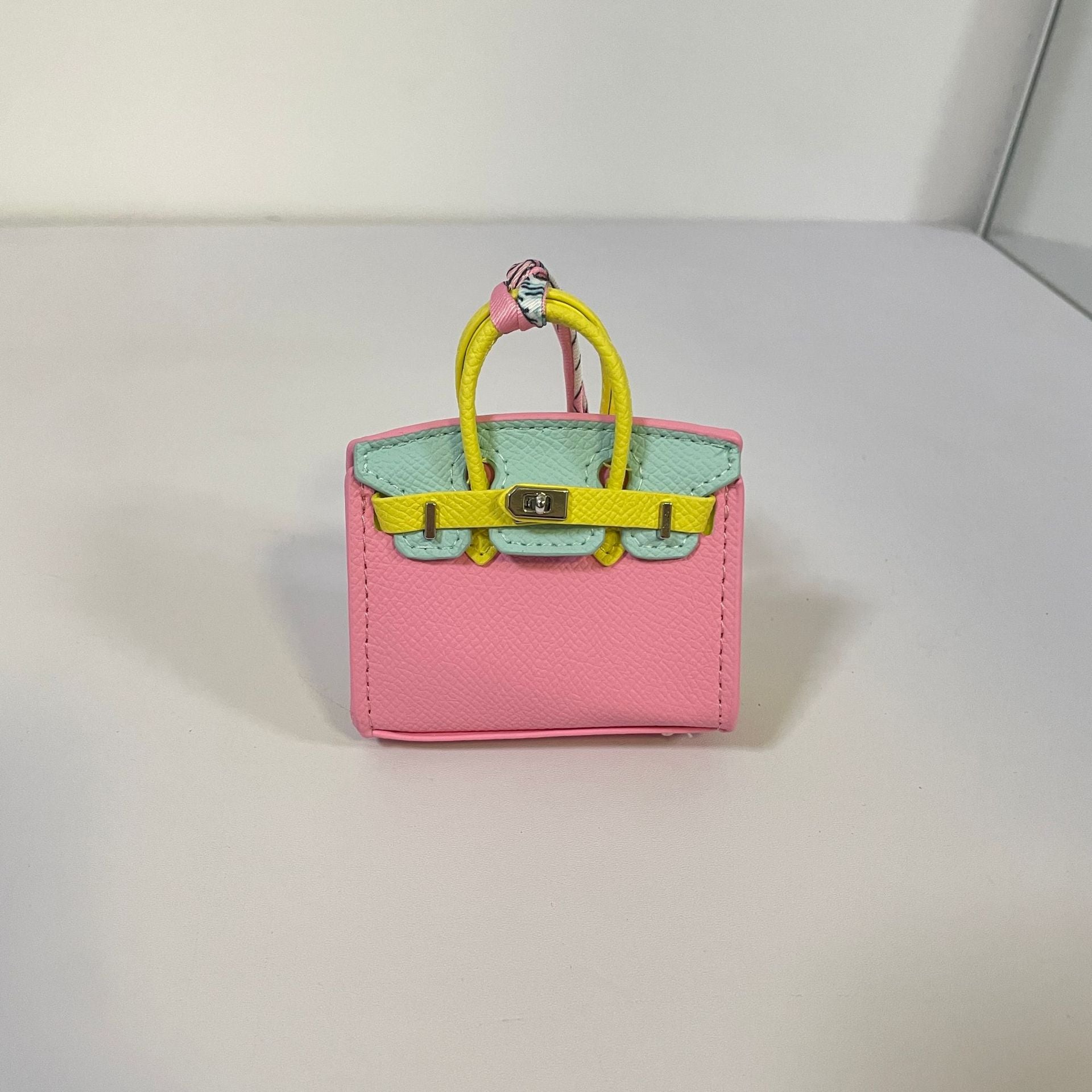 Mini Top Handle Bag Charm Keychain with AirPods Holder in PU Leather, 8cm Wide, Multi-Color Options detail image 8