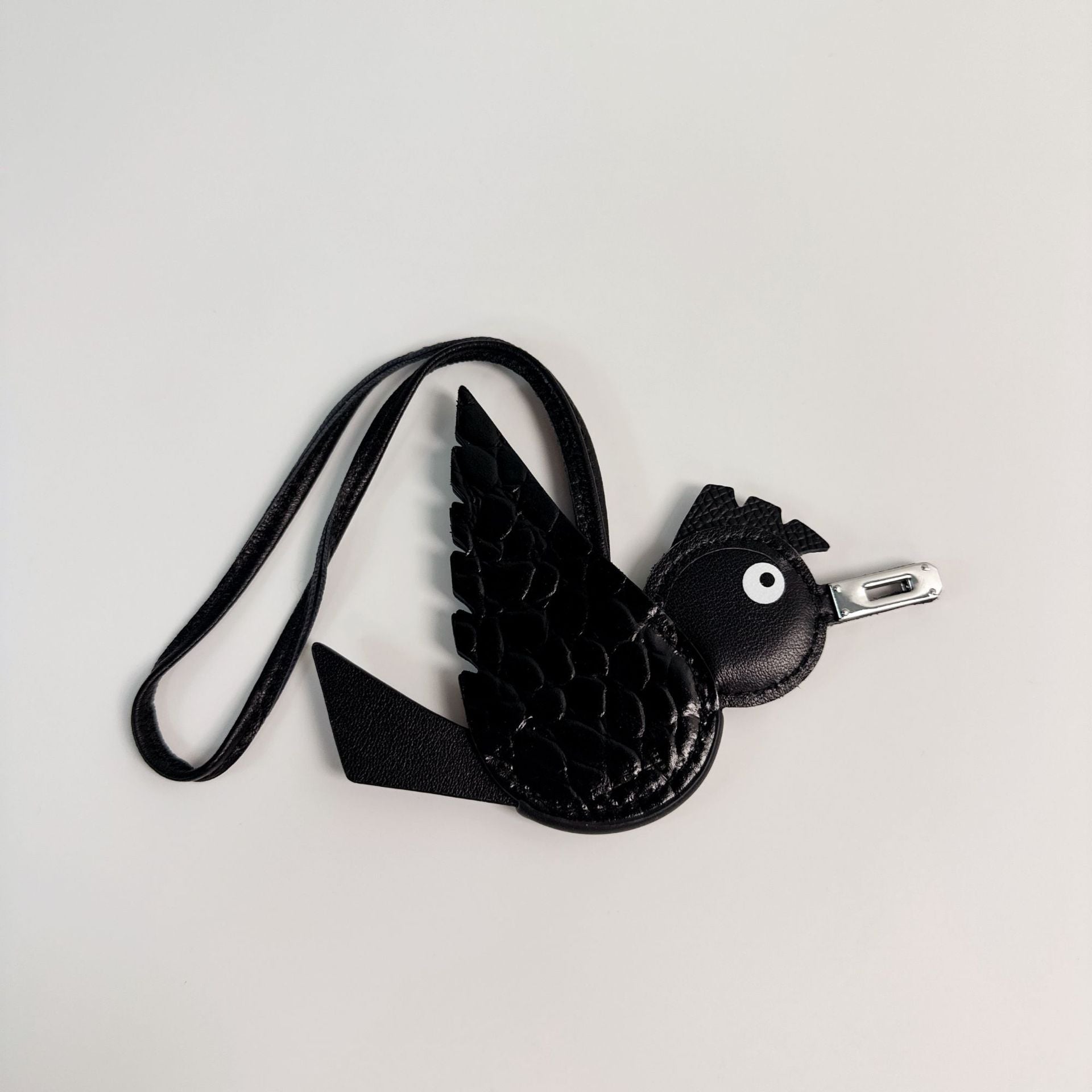 Top Grain Leather Birdy Bag Charm and Keychain detail image 3