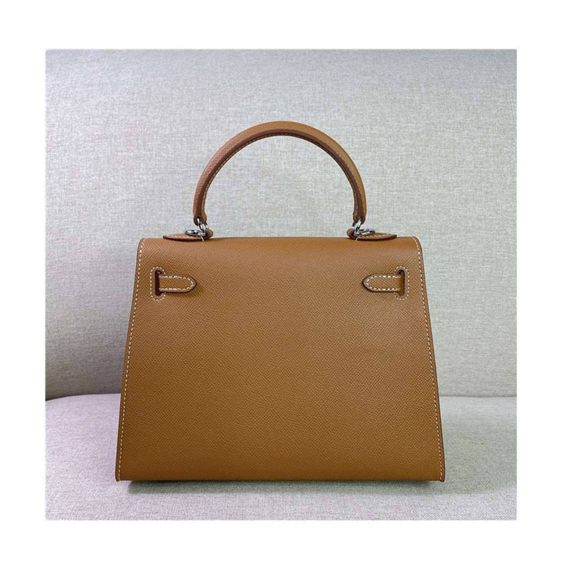 Top Grain Leather Fine Embossed Grain Top Handle Bag detail image 7