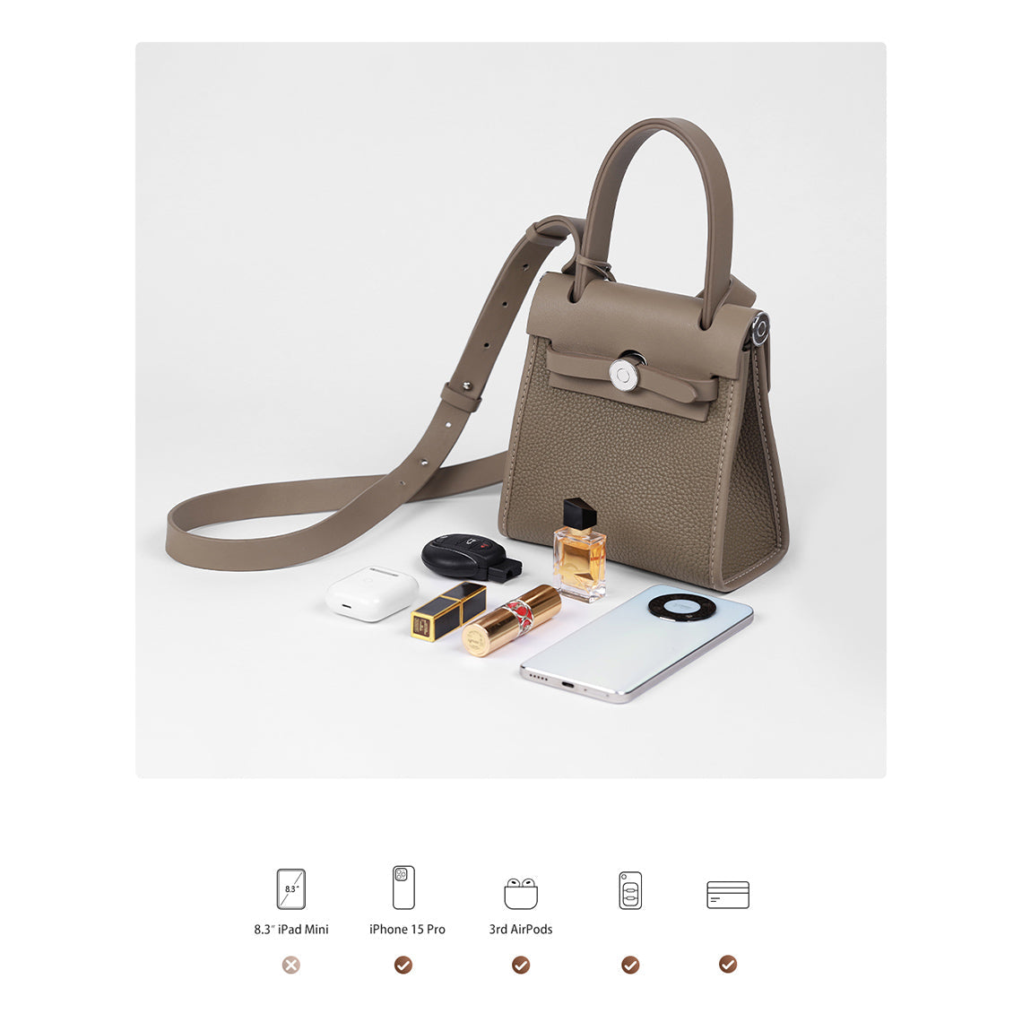 HandsewGift Top Grain Leather and Canvas Mini Tote DIY Kit detail image 4