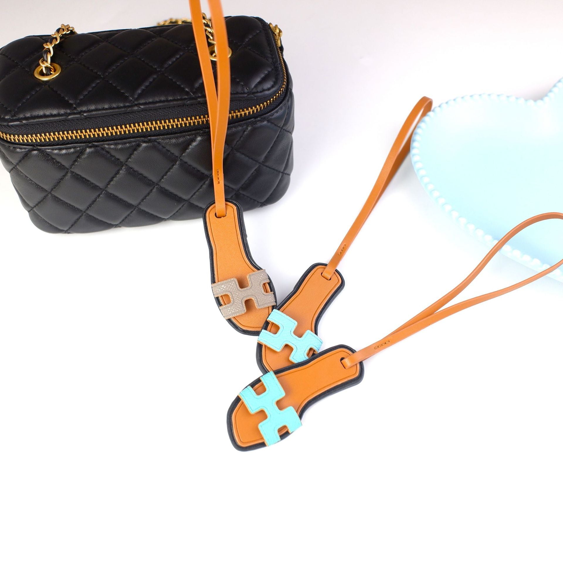 Sandal Slipper Bag Charm Keychain in PU Leather (11 Colors) detail image 1