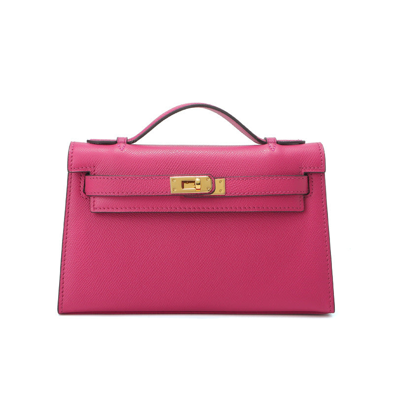 Fine Embossed Grain Leather Pochette Shoulder Bag with Detachable Straps detail image 6