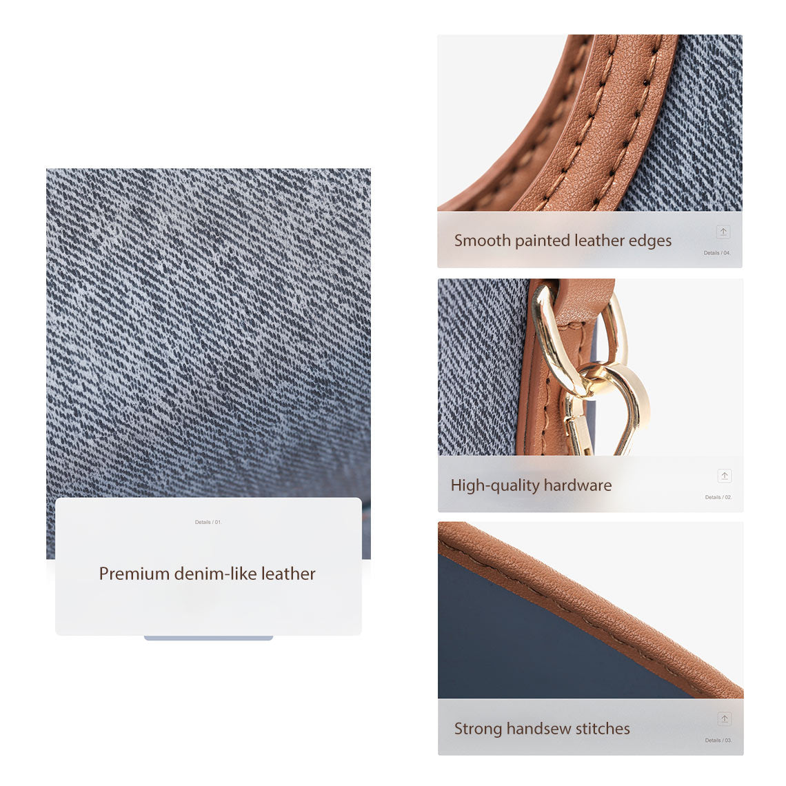 Handsew Leather Shoulder Bag DIY Kit – Top Grain Leather, 3 Colors detail image 8