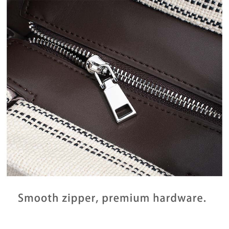Striped Linen Ethnic Crossbody Bag with Dual Straps detail image 4