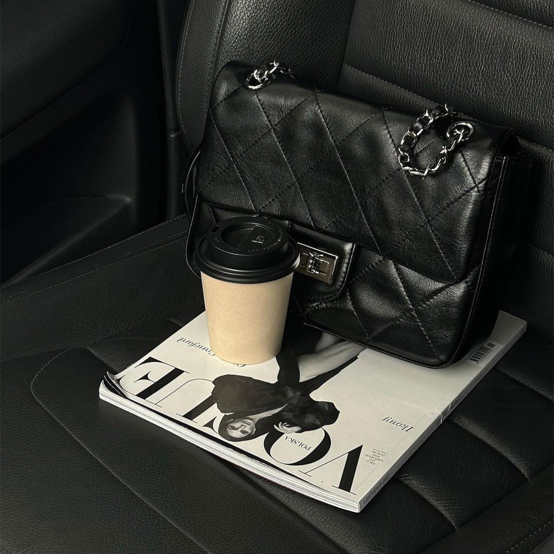 Top Grain Leather Quilted Chain Bag – Small and Large detail image 1