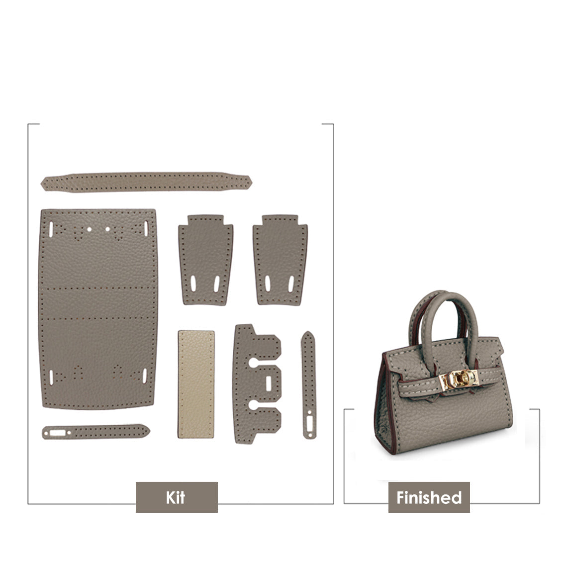 Mini Top Handle Leather Bag Charm DIY Kit – Hand Sewn, Top Grain Leather, 7 Colors detail image 15
