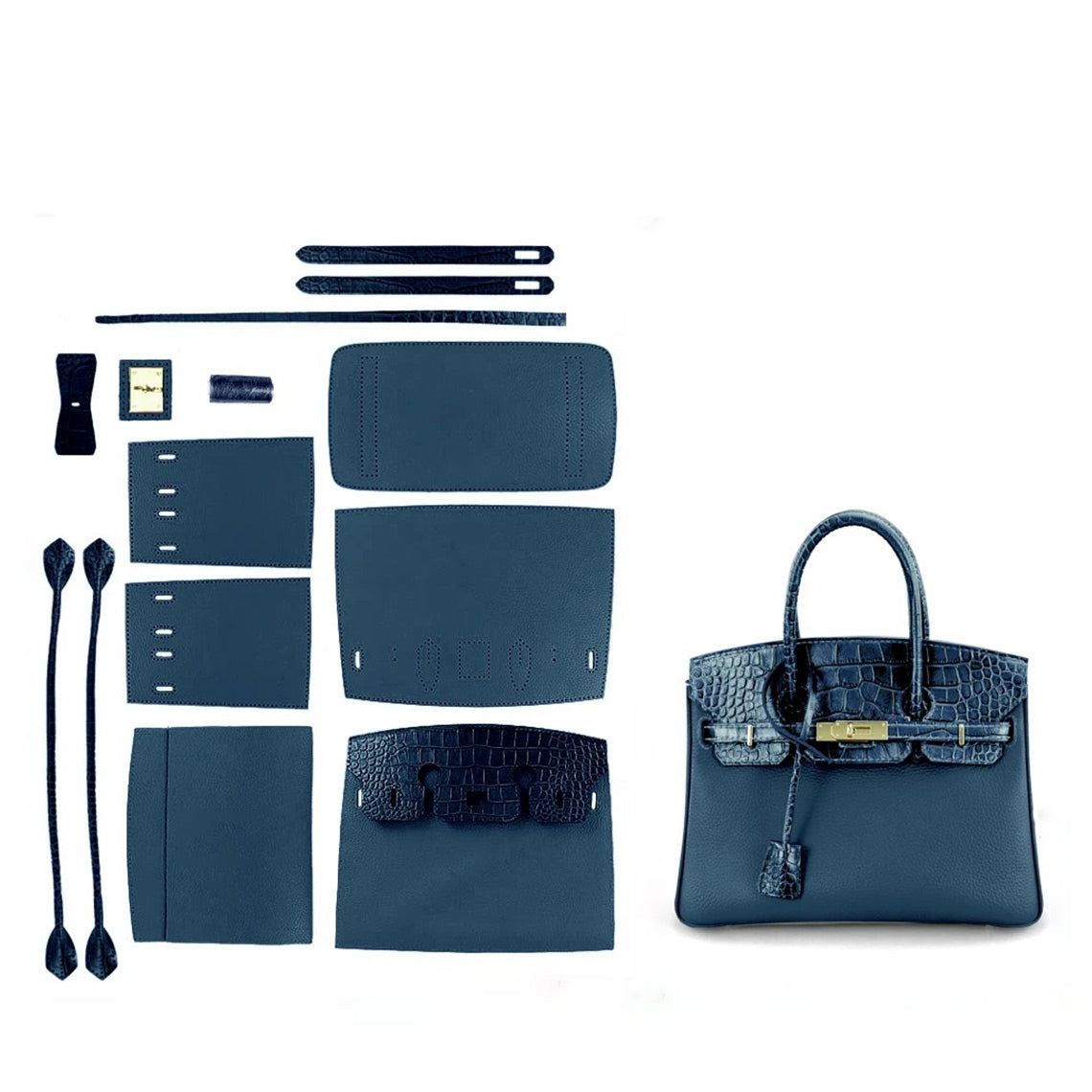 Top Grain Leather Bi-Color Bag DIY Kit with Pre-Punched Panels product image 1