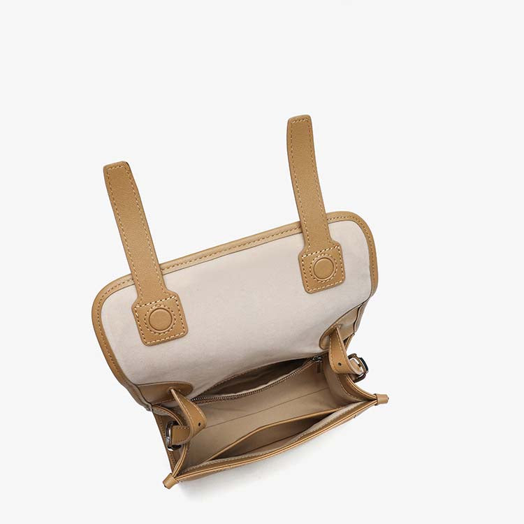 Retro Top-Grain Cowhide Mini Crossbody Bag - Vintage Genuine Leather Small Square Satchel for Women detail image 7
