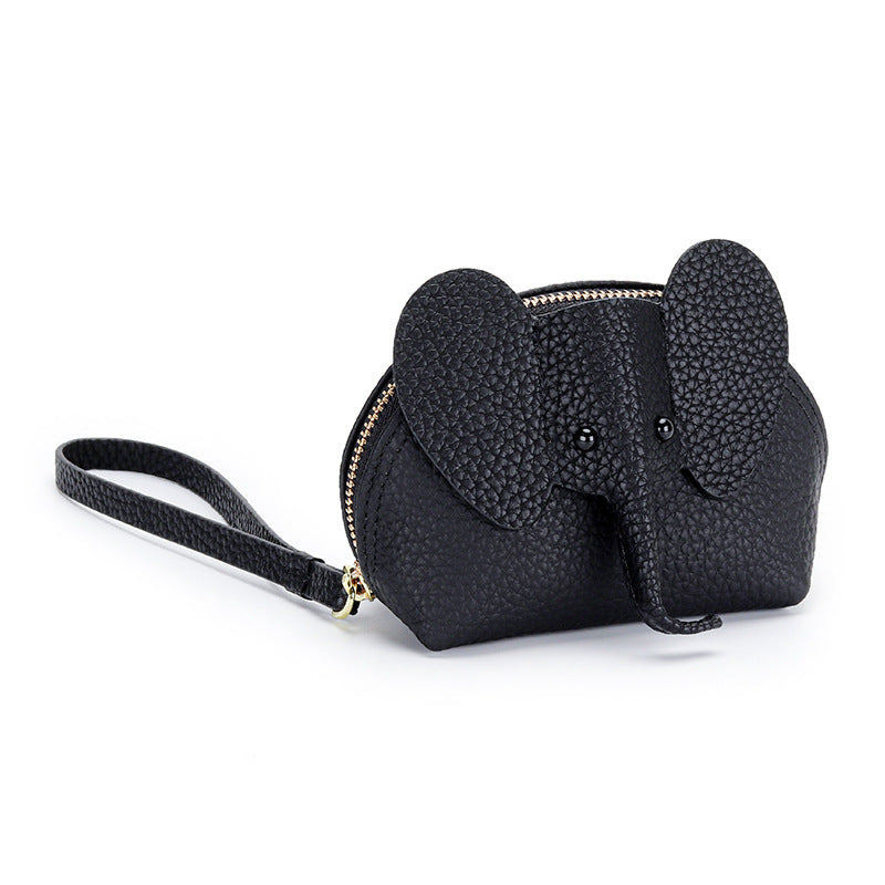 Cartoon Elephant Change Purse Top Grain Leather Card Holder detail image 2