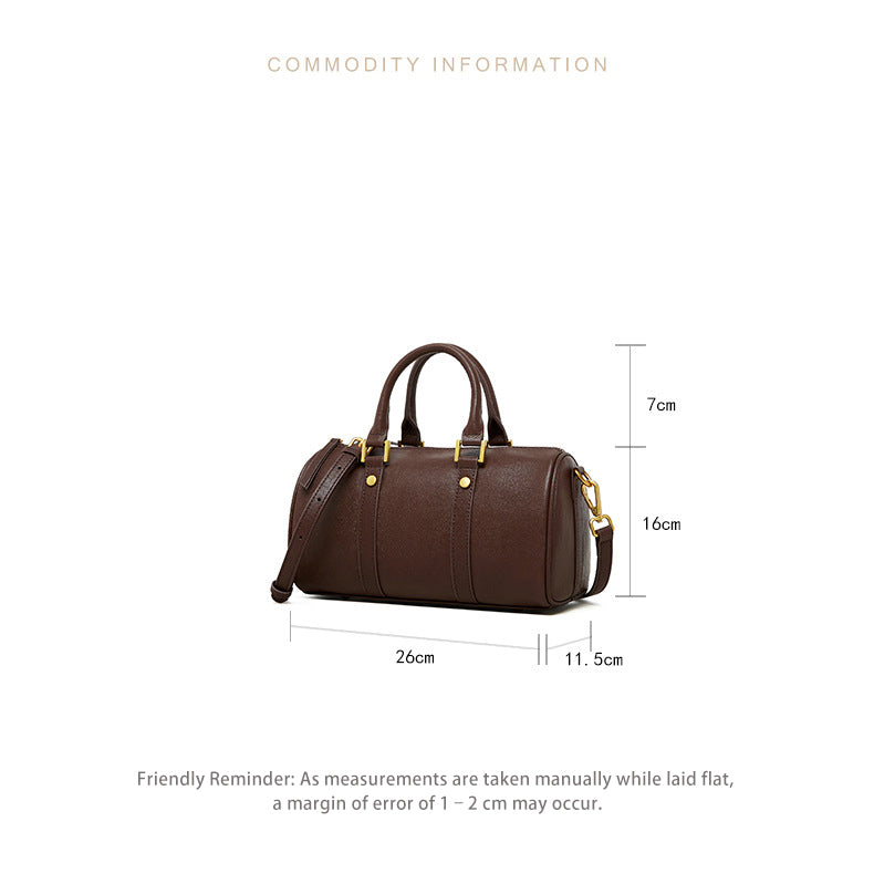 Top Grain Leather Boston Bag | Retro Handbag for Women detail image 1
