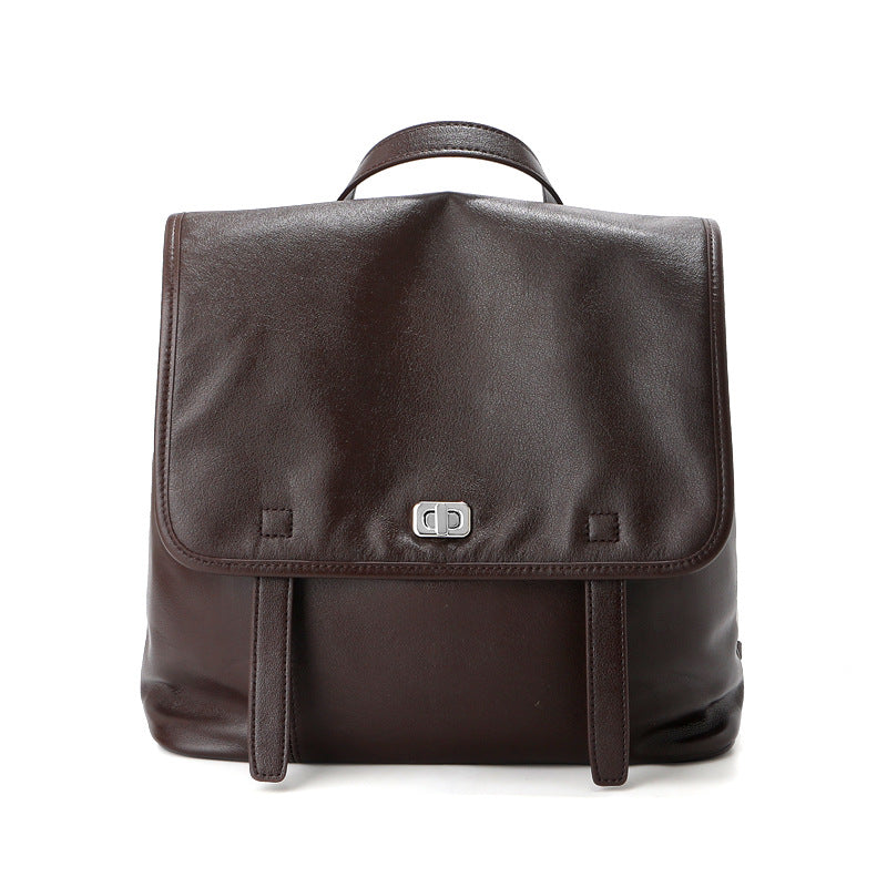 Minimalist Genuine Leather Backpack – Chic Laptop Commuter Bag in Brown and Black product image 1