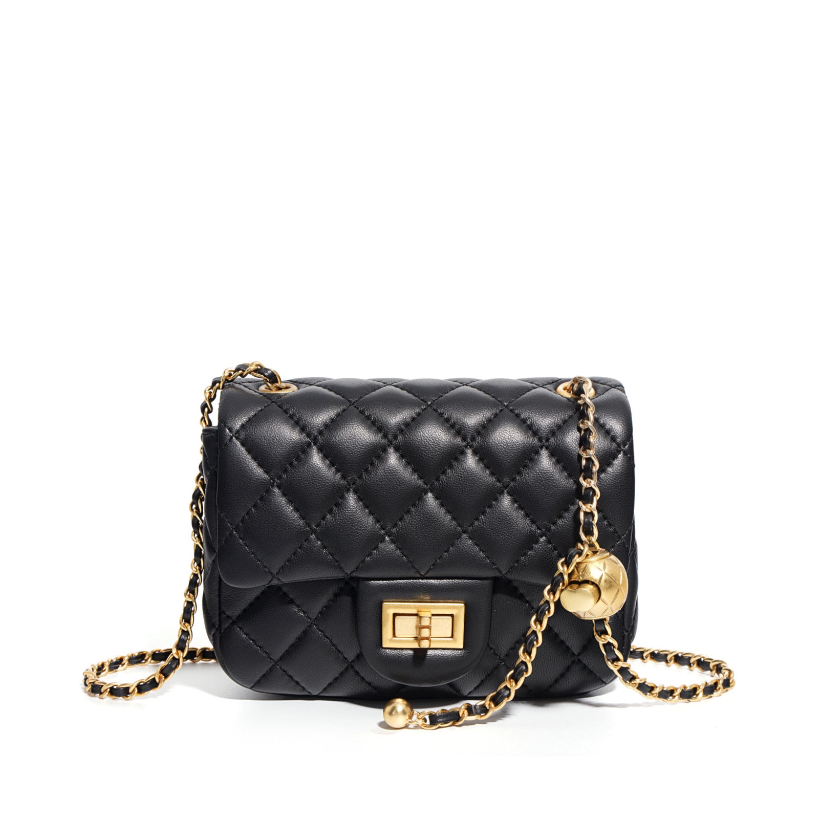 Quilted Lamb Leather Chain Bag with Shoulder and Crossbody Strap detail image 3