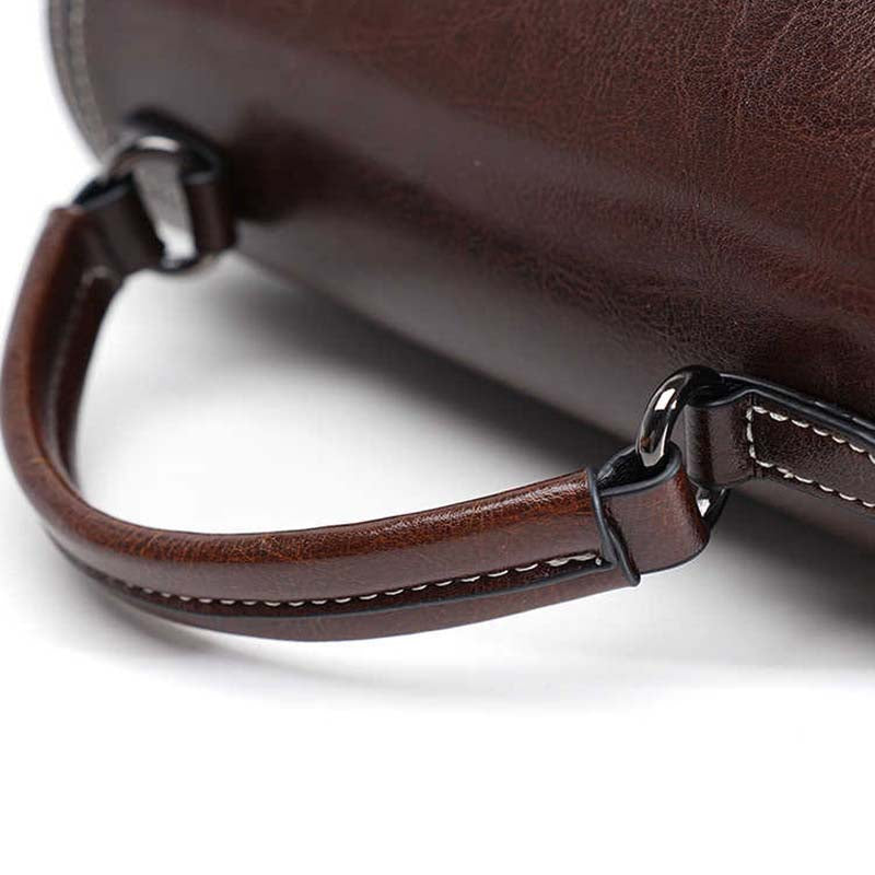 Genuine Leather Handbag - Top Grain Cowhide Square Bag detail image 9