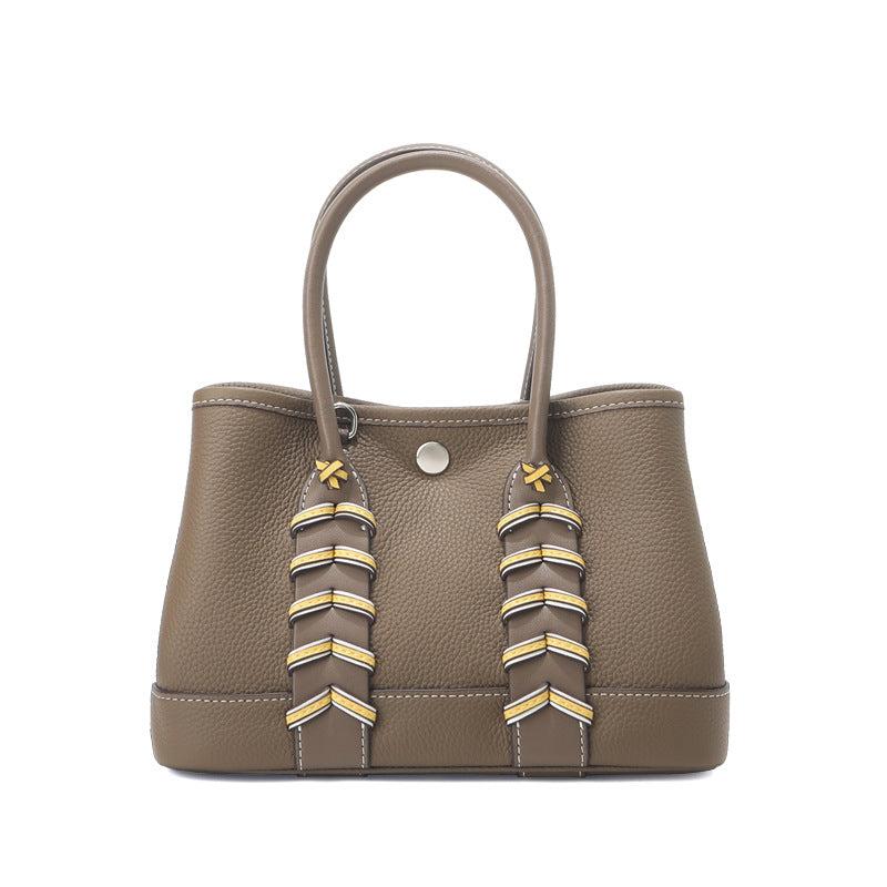 Neo Tote Handbag in Pebbled Grain Leather with Detachable Strap detail image 5