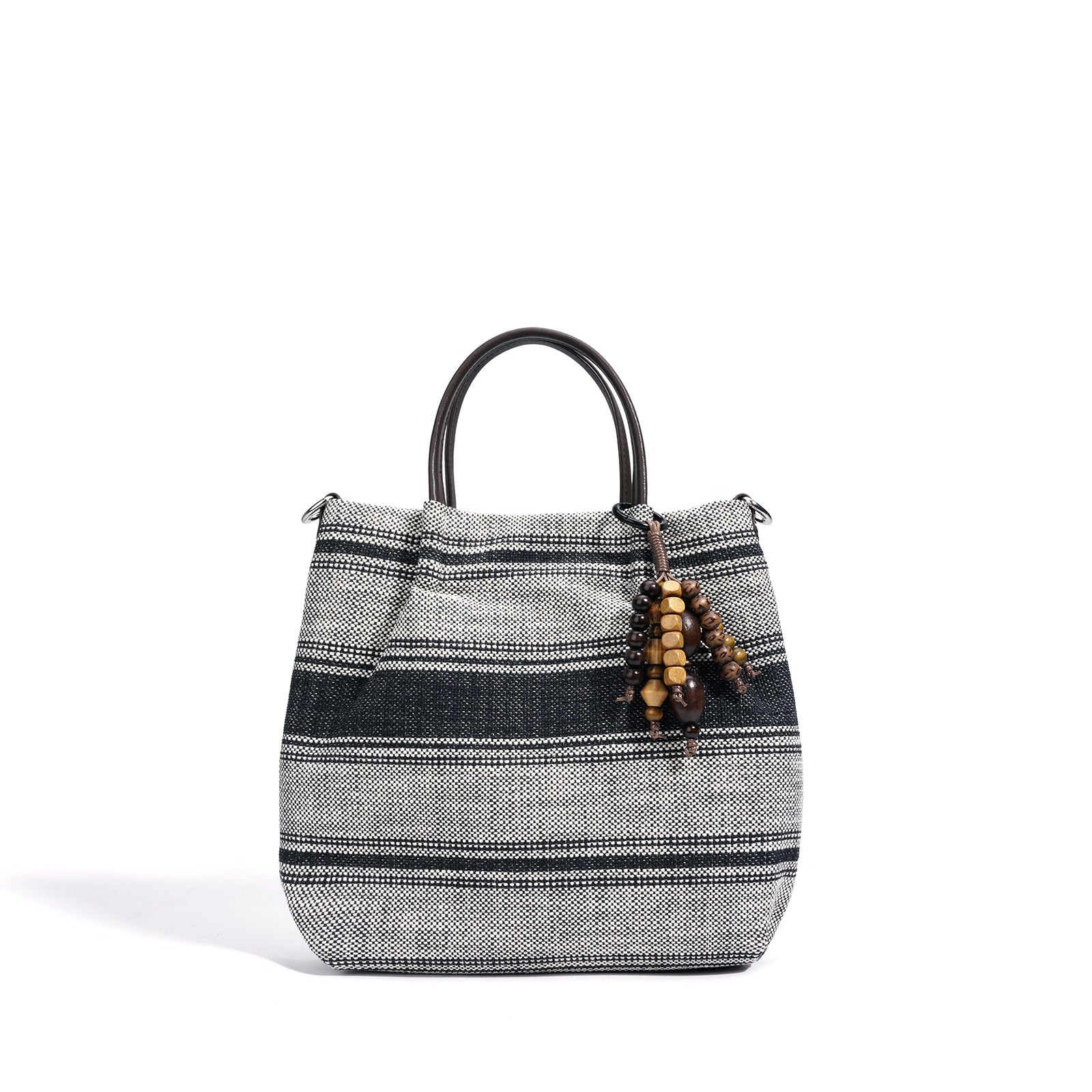 Striped Linen Ethnic Crossbody Bag with Dual Straps detail image 10
