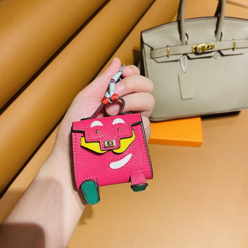 Mini Doll Bag Charm Keychain with Earphone Case - PU Leather, 14 Colors detail image 18
