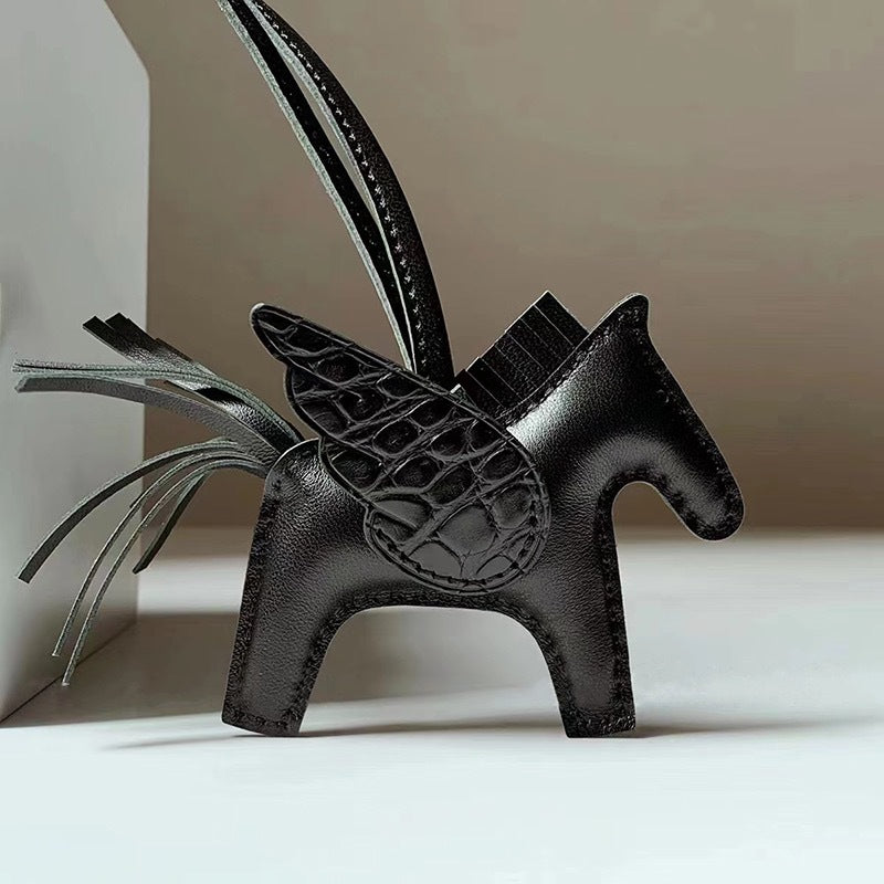 Horse Bag Charm Keychain in Sheepskin with Crocodile Pattern product image 1