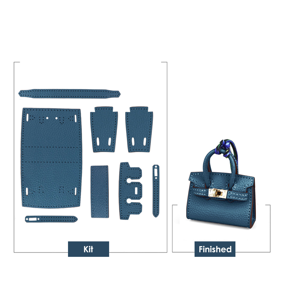 Mini Top Handle Leather Bag Charm DIY Kit – Hand Sewn, Top Grain Leather, 7 Colors detail image 13