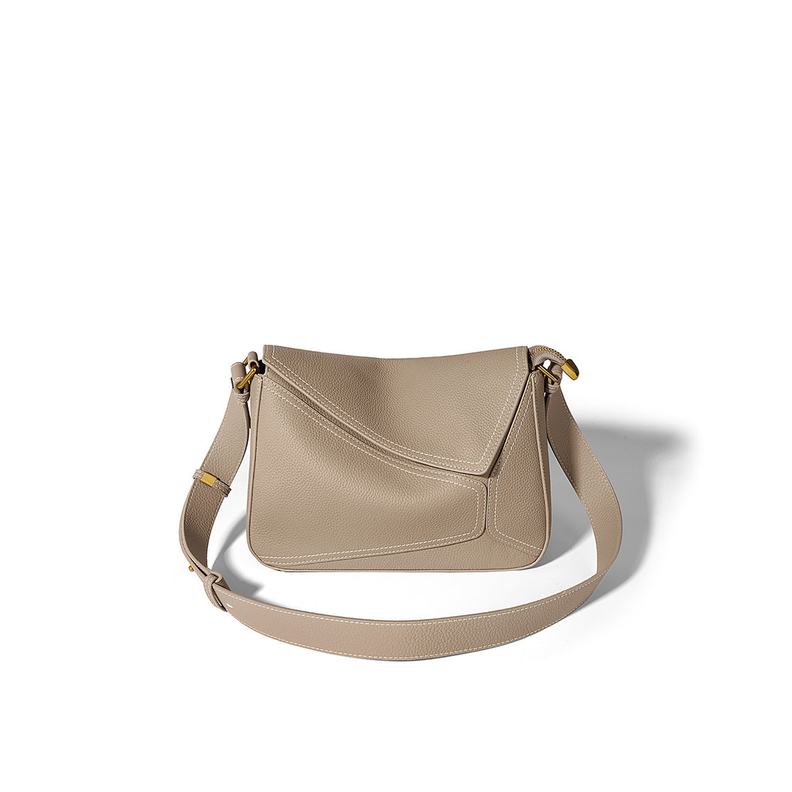 Top Grain Leather Geometric Panel Bag with Detachable Straps detail image 11