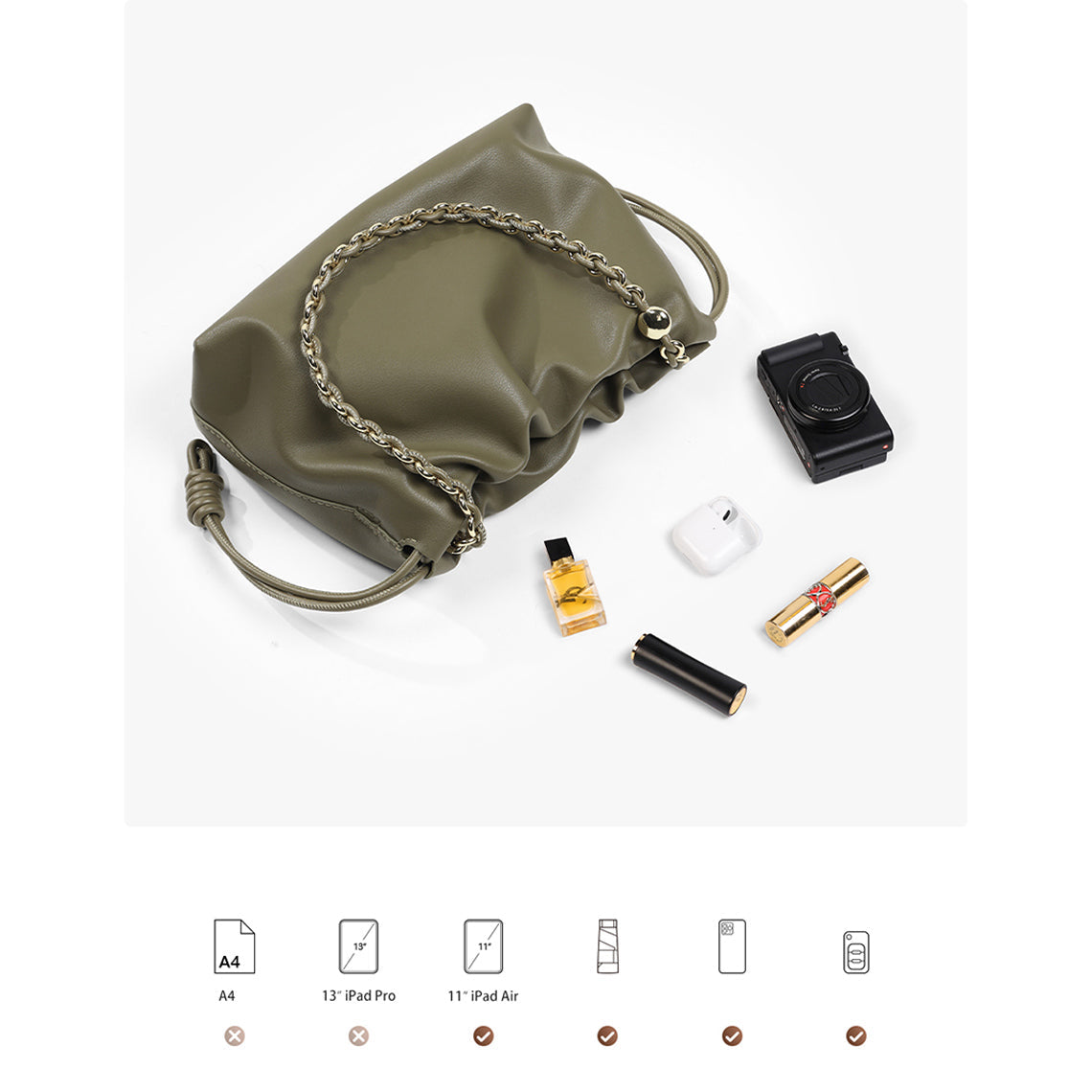 Hand Sewn Leather Drawstring Chain Clutch DIY Kit detail image 12
