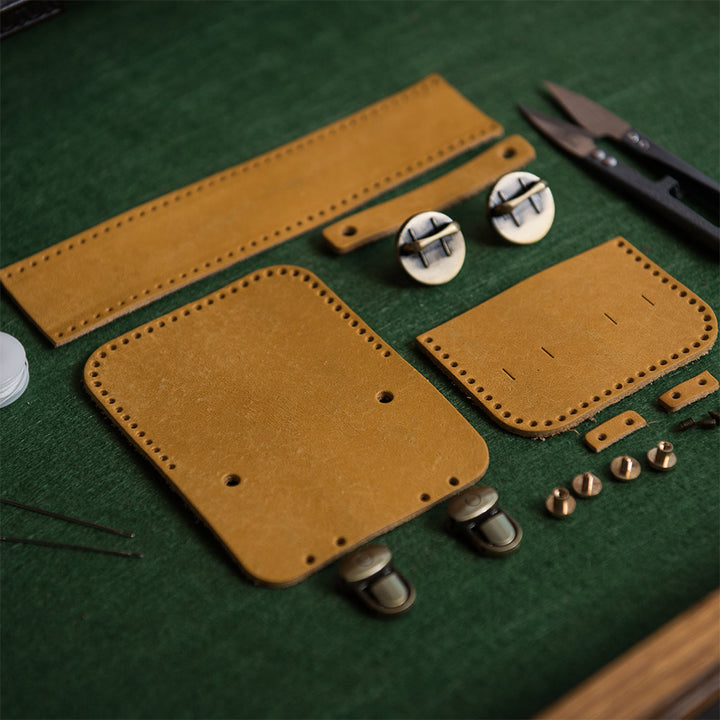 Handsewn Mini Satchel Bag Charm in Vegetable Tanned Leather detail image 8