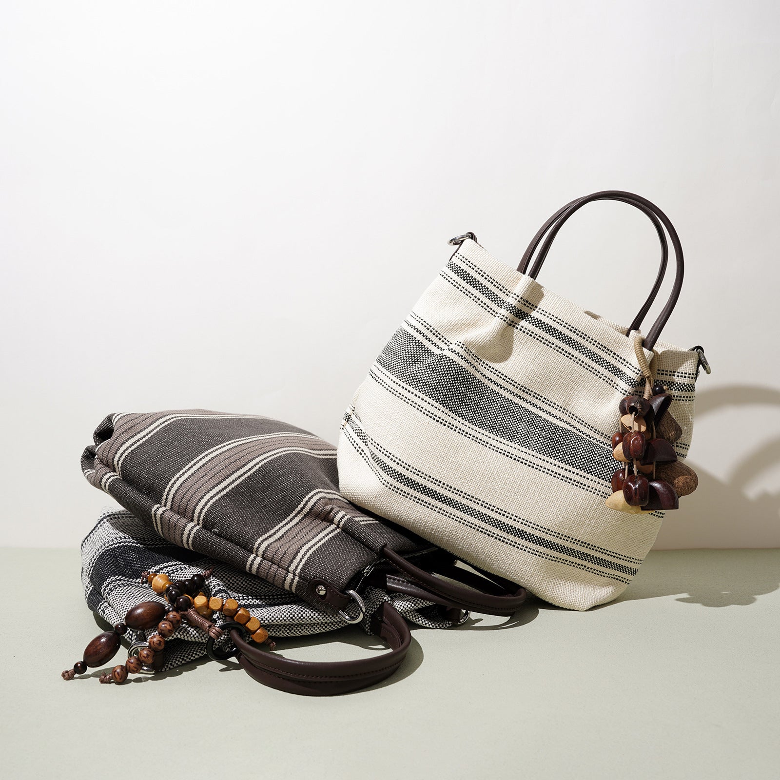 Striped Linen Ethnic Crossbody Bag with Dual Straps detail image 8