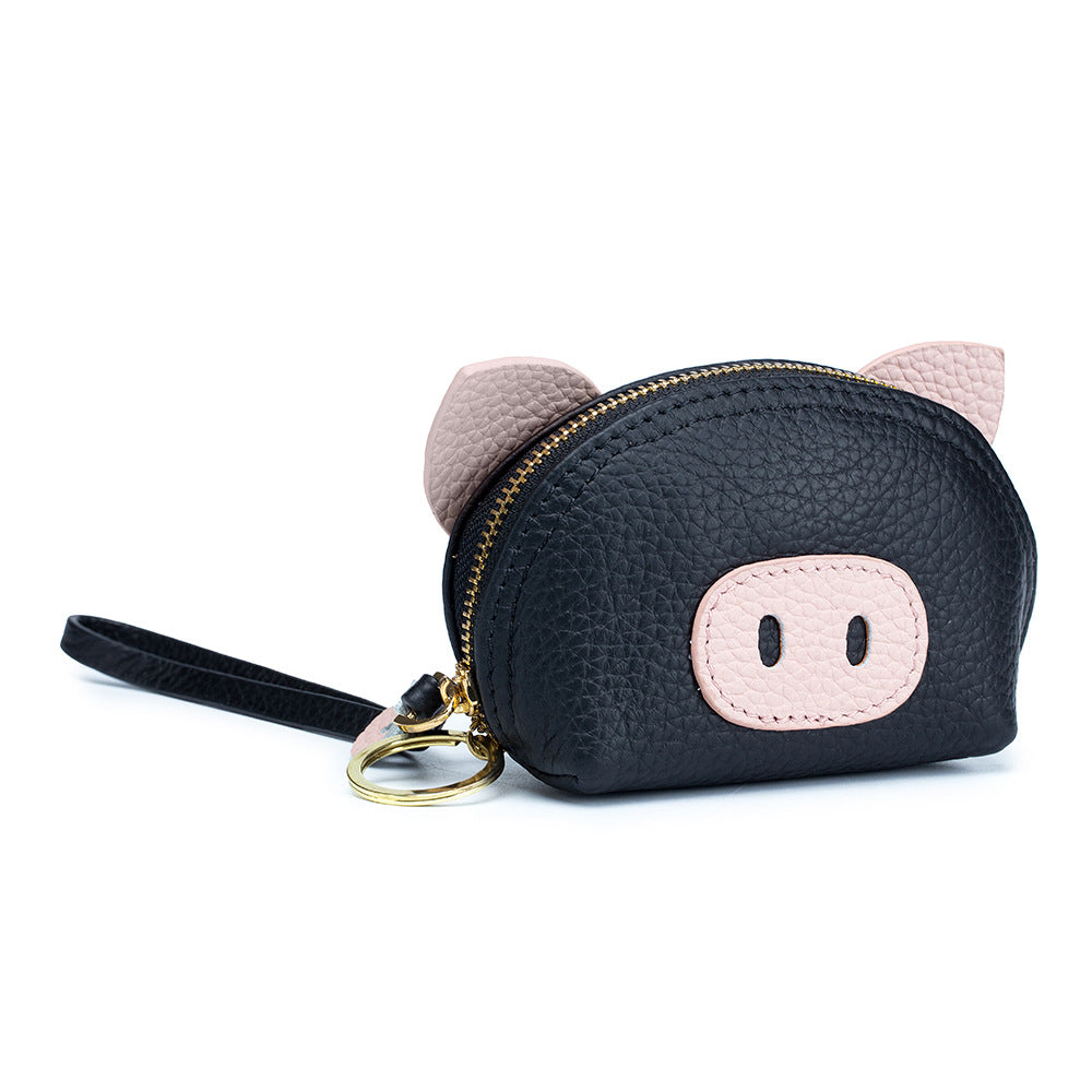 Pig-Shaped Top Grain Leather Coin Purse and Lipstick Case detail image 4