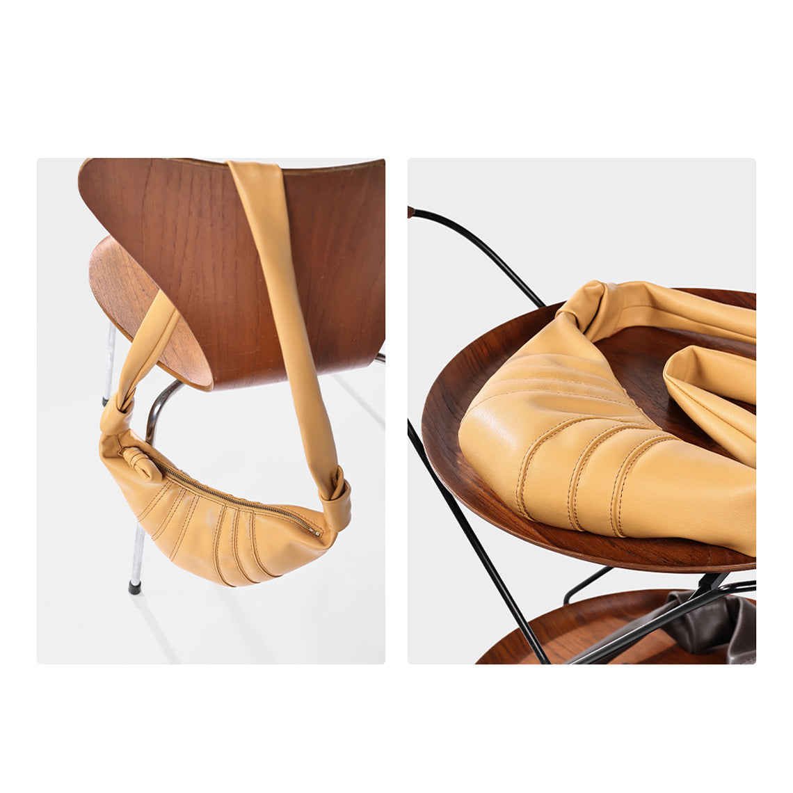 Hand Sewn Leather Croissant Shoulder Bag DIY Kit - Khaki or Dark Brown detail image 4