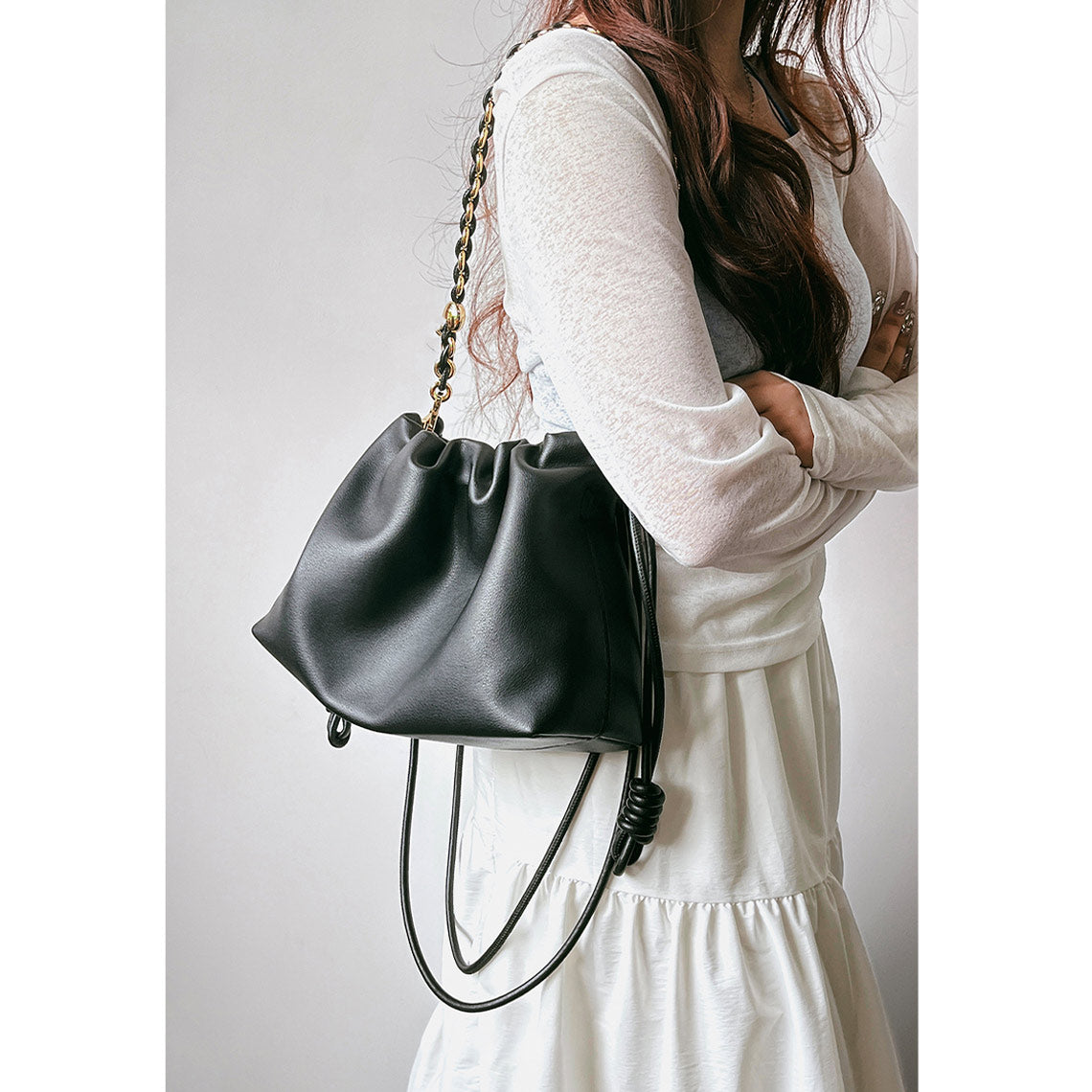 Hand Sewn Leather Drawstring Chain Clutch DIY Kit detail image 3