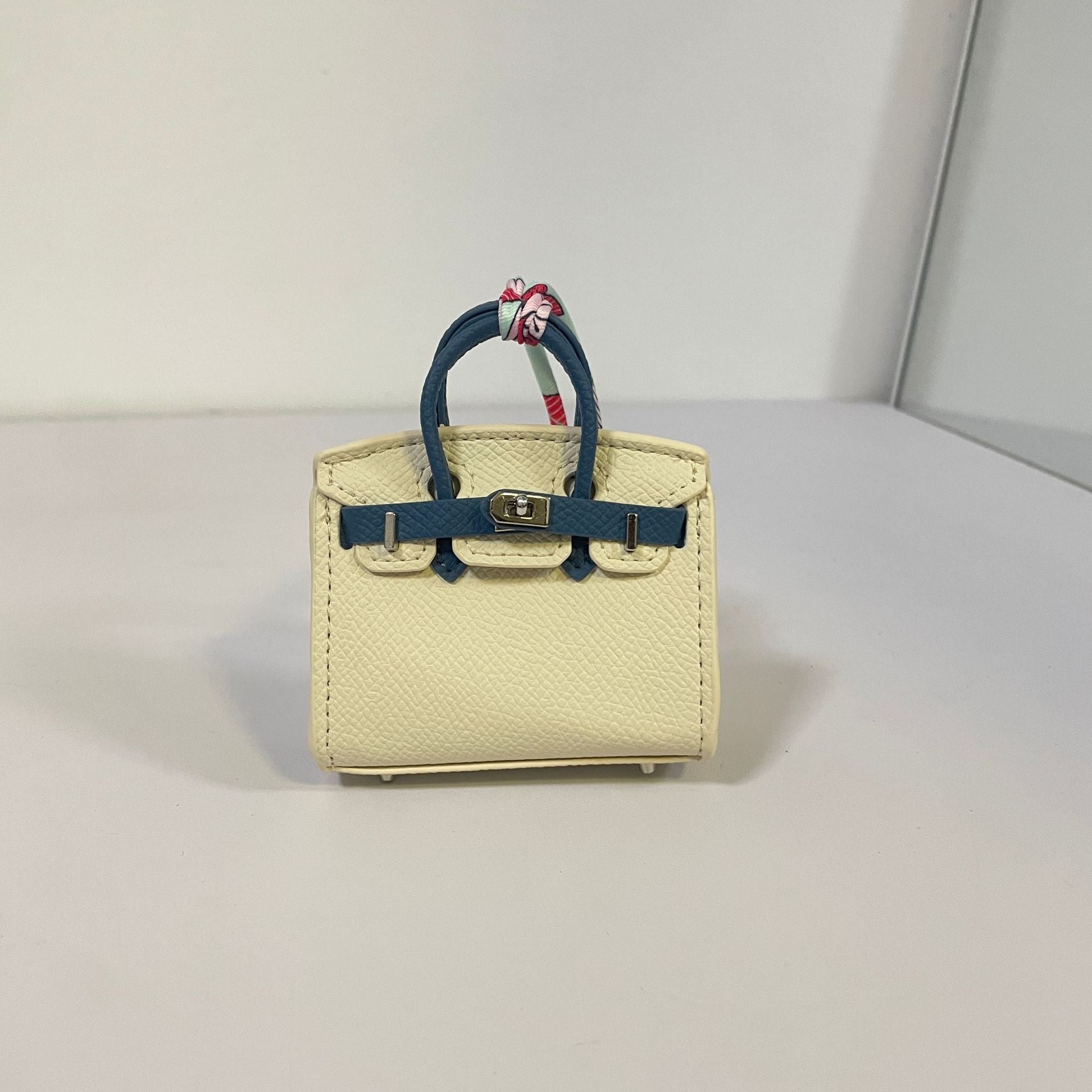 Mini Top Handle Bag Charm Keychain with AirPods Holder in PU Leather, 8cm Wide, Multi-Color Options detail image 7