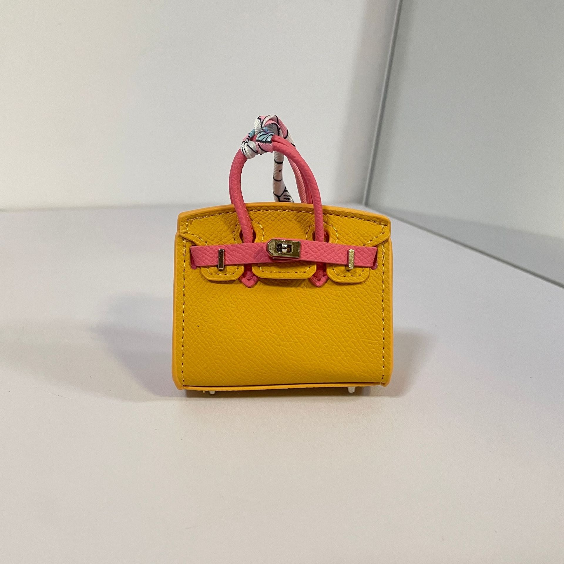 Mini Top Handle Bag Charm Keychain with AirPods Holder in PU Leather, 8cm Wide, Multi-Color Options detail image 6
