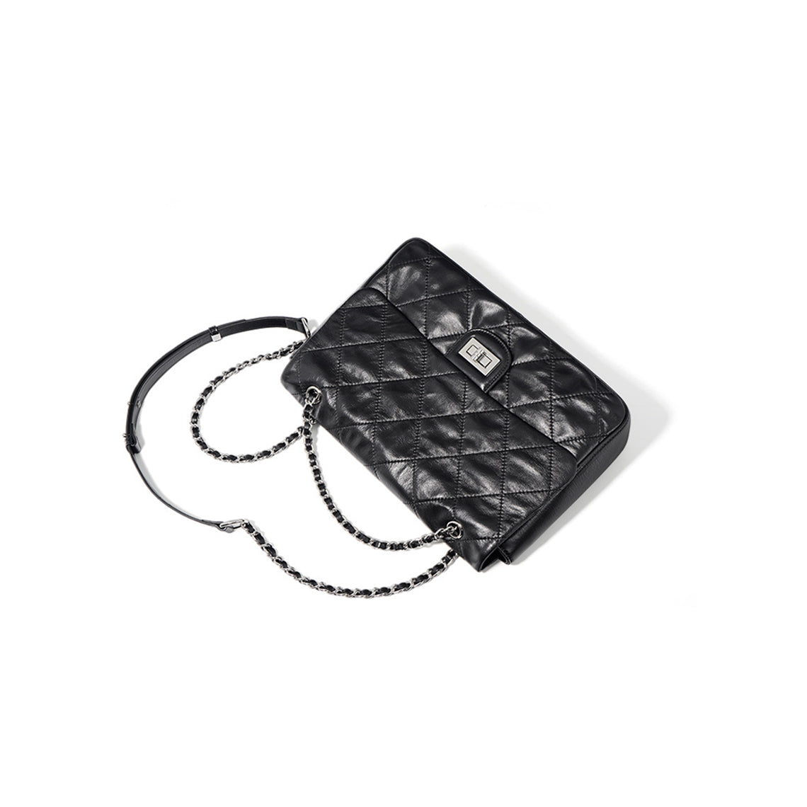 Top Grain Leather Quilted Chain Bag – Small and Large detail image 9