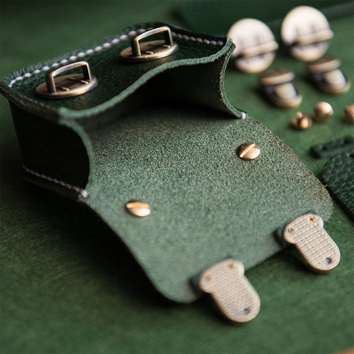 Handsewn Mini Satchel Bag Charm in Vegetable Tanned Leather detail image 3