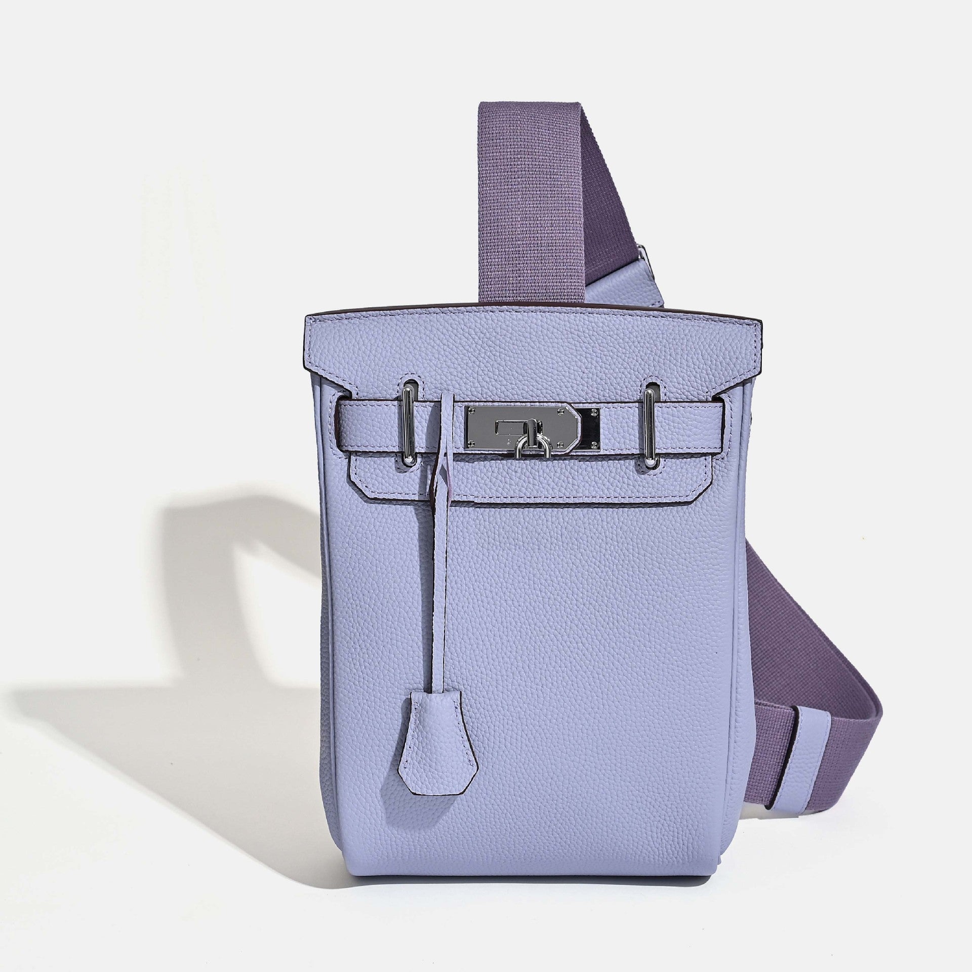 Unisex Top Grain Leather Crossbody Backpack with Turn Lock detail image 9