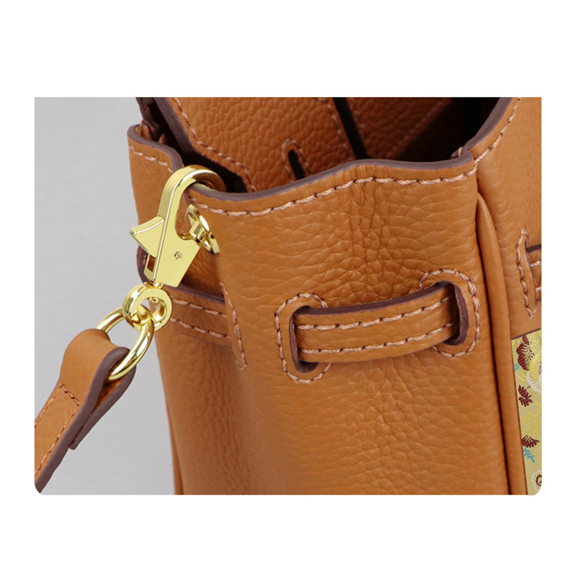 DIY Top Grain Leather Bag Kit with Reusable Fabric Lining – Gold Brown or Black detail image 10
