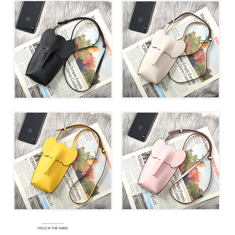 Elephant Small Mobile Phone Bag Coin Purse in Cowhide Leather detail image 5