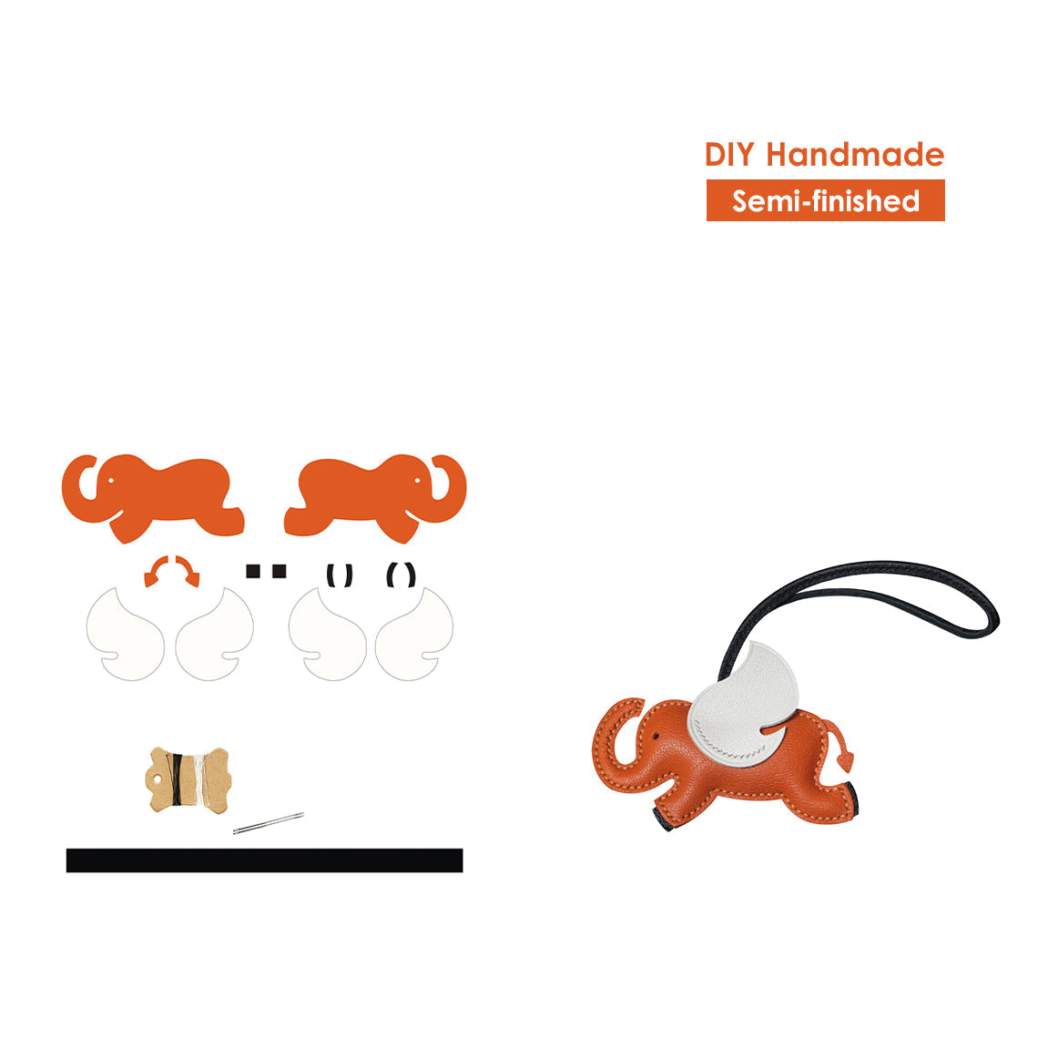 HANDSEWGIFT Sheep Leather Elephant Charm DIY Kit product image 1