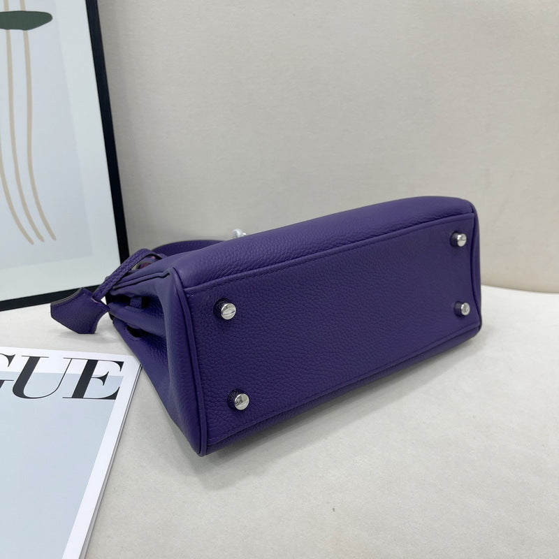 Top Grain Leather Mini Top Handle Bag with Detachable Strap detail image 1