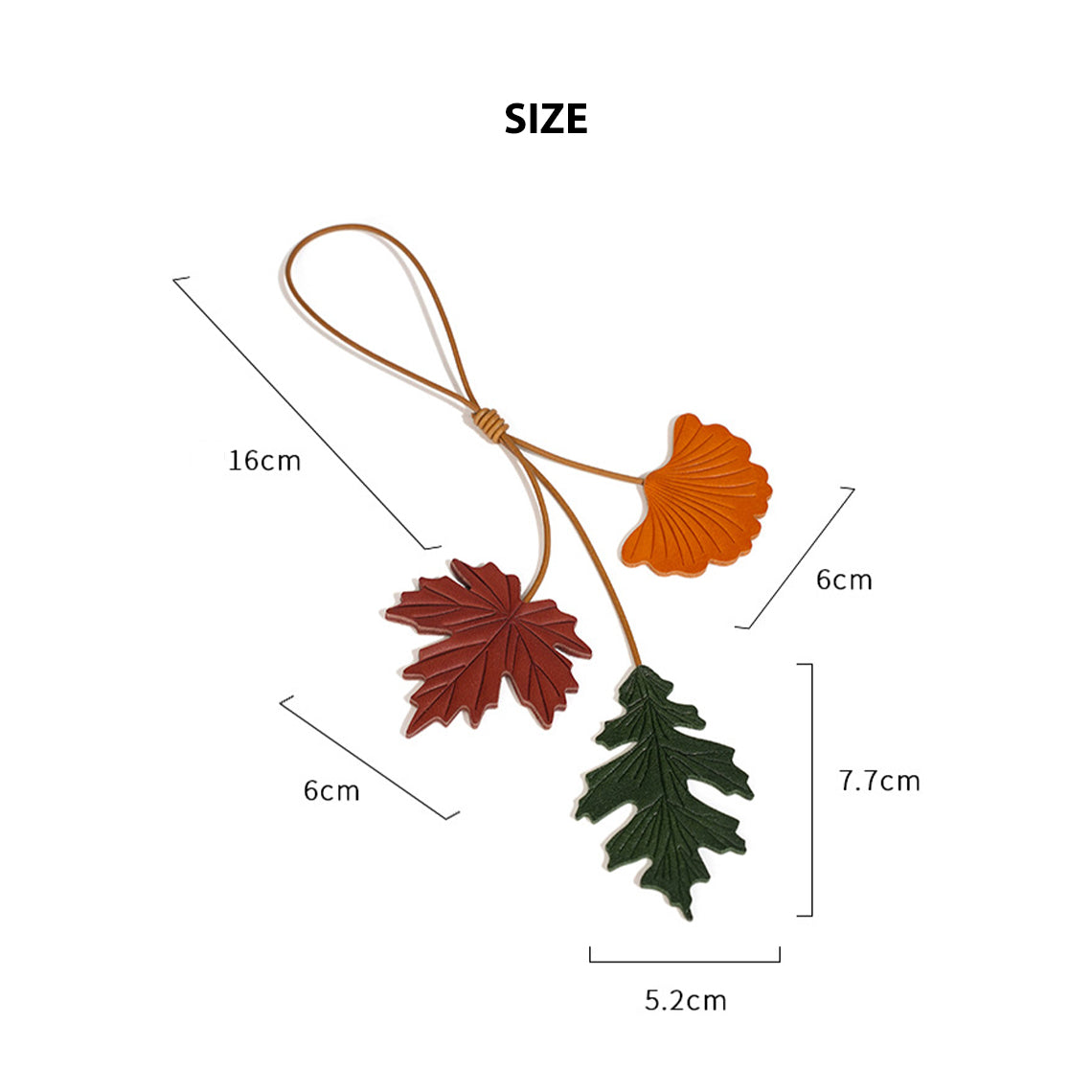 Vegetable Tanned Leather Maple Leaf Bag Charm & Keychain detail image 5