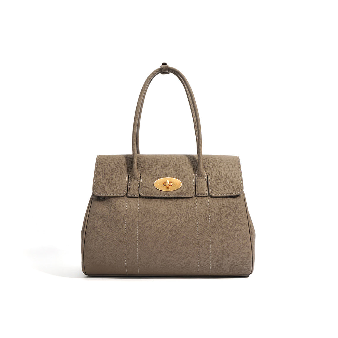 Top Grain Leather Tote Handbag in Brown, Black, Taupe detail image 5