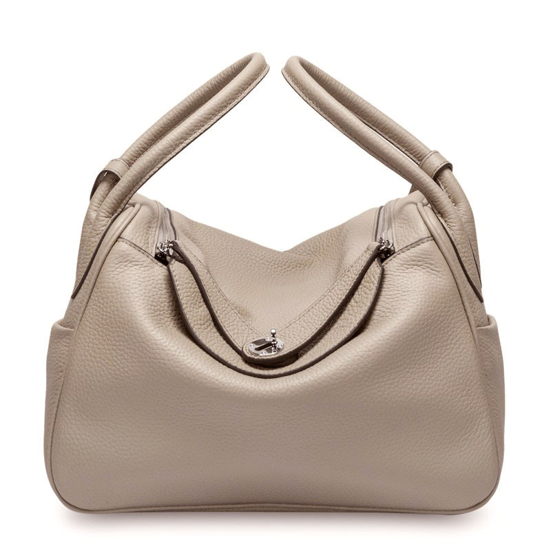 Pebbled Grain Leather Shoulder Bag with Silver Hardware – Medium and Large Sizes detail image 12