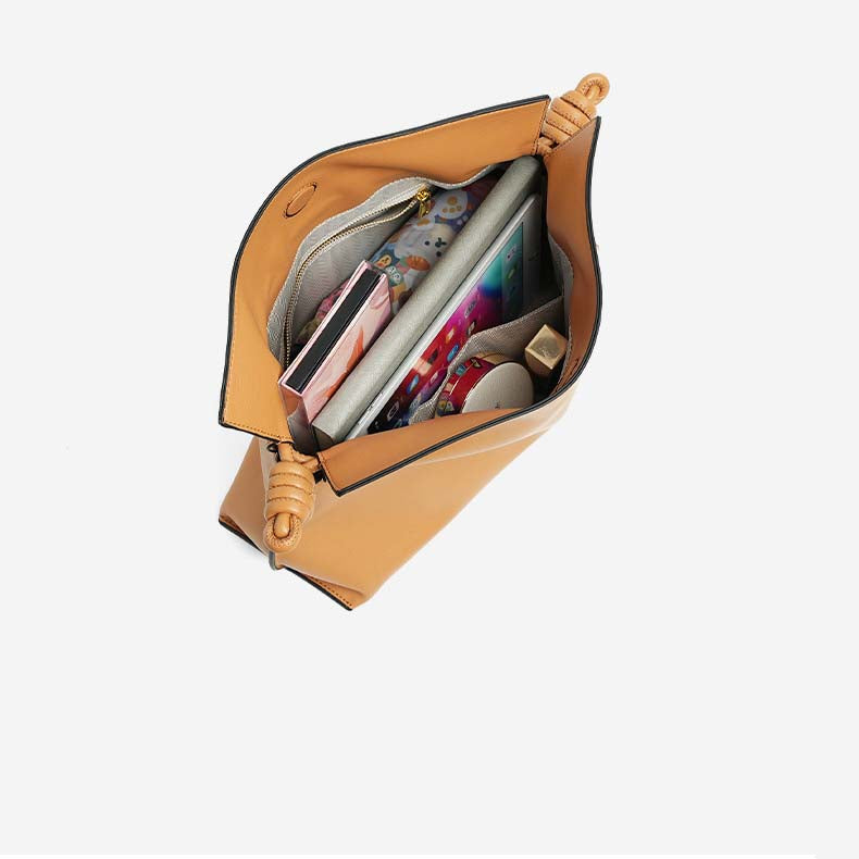 Dumpling Clutch Crossbody Bag in Soft Split Cowhide Leather detail image 3