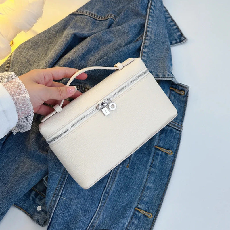 Top Grain Leather Extra Pocket Pouch Handbag – 19cm, Adjustable Strap detail image 5