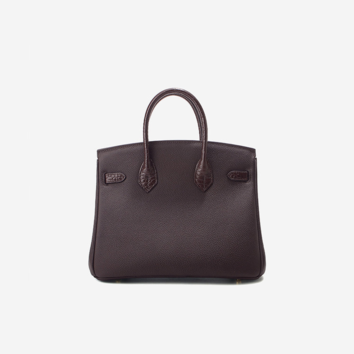 Croc Embossed Top Grain Leather Handbag with Gold-Tone Twist Lock detail image 10